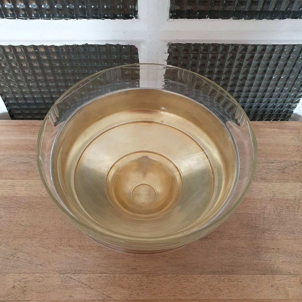 Coupe à fruit sur piédouche base en métal argenté et coupelle en verre moulé - Hello Broc