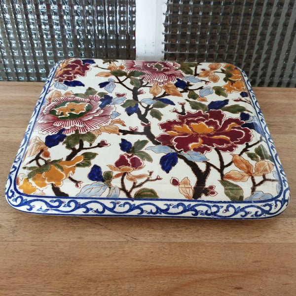 Dessous de plat en porcelaine de Gien décor Pivoines - Hello Broc