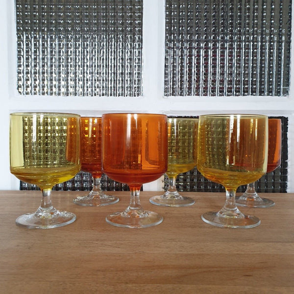Ensemble de 6 grands verres à vin rétro vintage - Hello Broc
