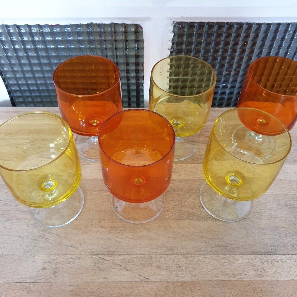 Ensemble de 6 grands verres à vin rétro vintage - Hello Broc