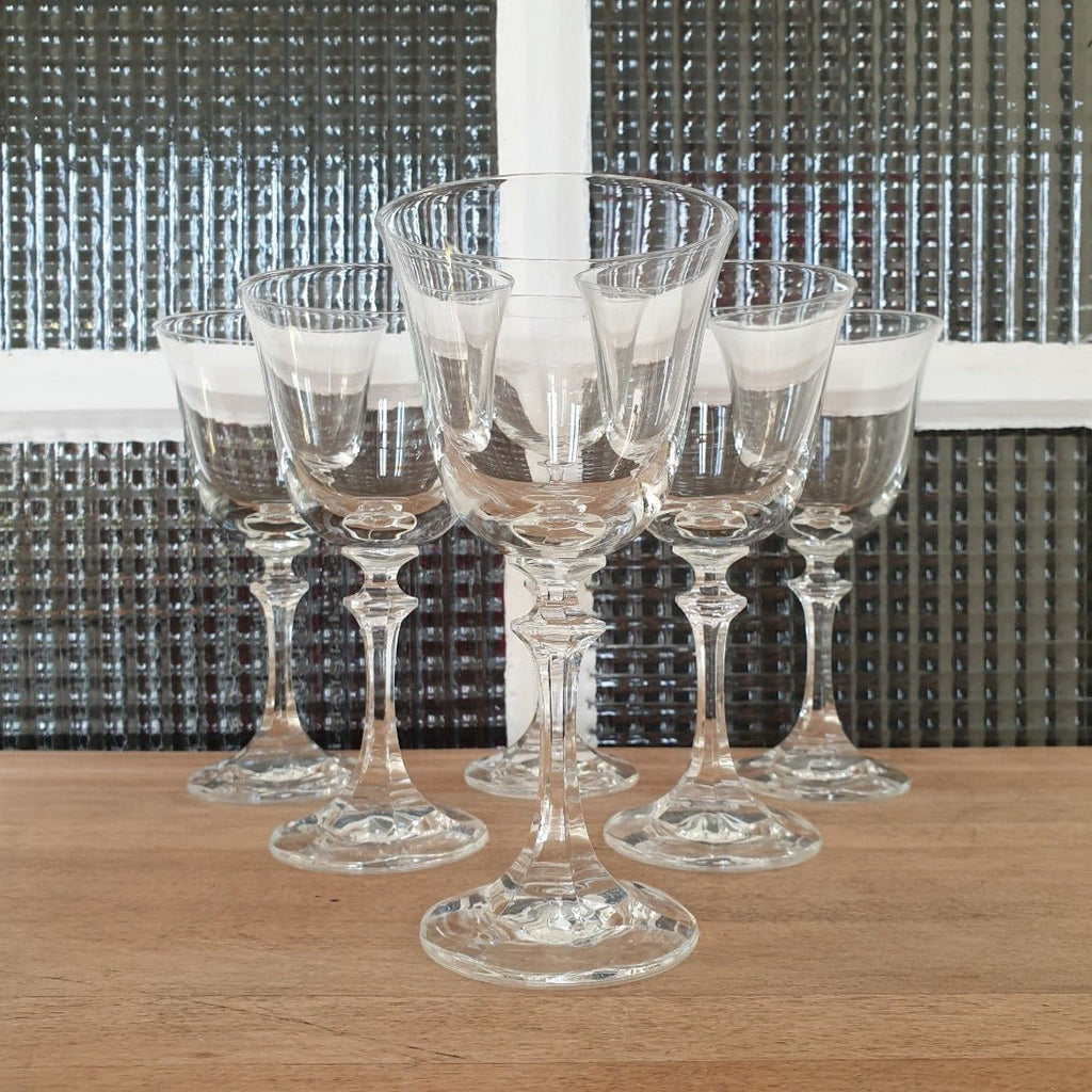Ensemble de 6 verres à vin en cristal moulé forme tulipe pied Royal Bavarian Crystal 16 cm haut - Hello Broc
