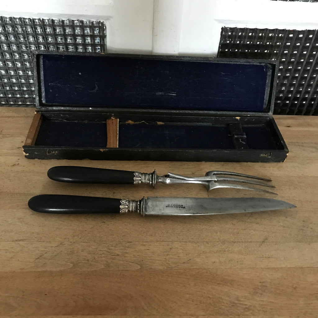 Ensemble de couverts à viande manche en ébène - Hello Broc