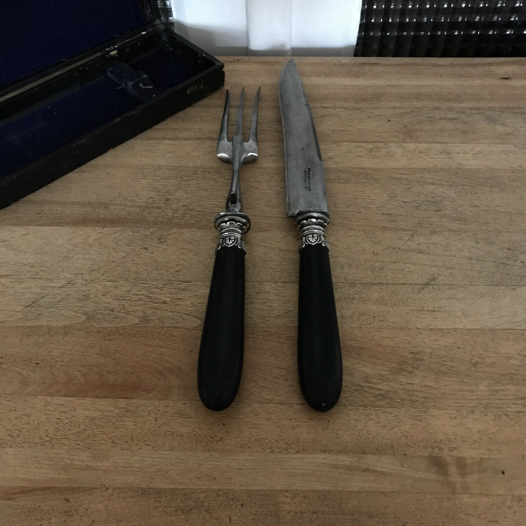 Ensemble de couverts à viande manche en ébène - Hello Broc