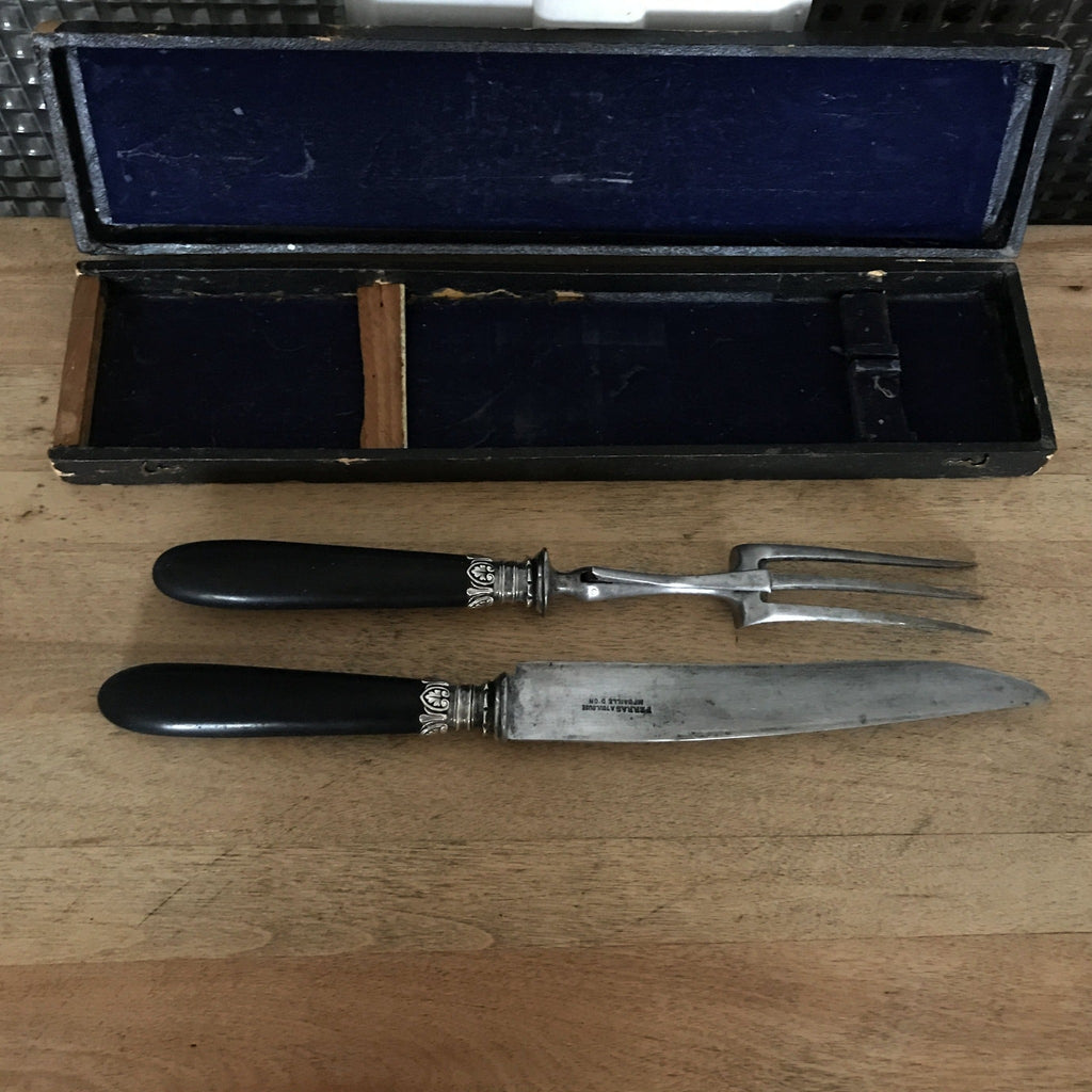 Ensemble de couverts à viande manche en ébène - Hello Broc