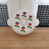 Ensemble dînette en plastique blanc motifs fleuris années 70 80 - Hello Broc