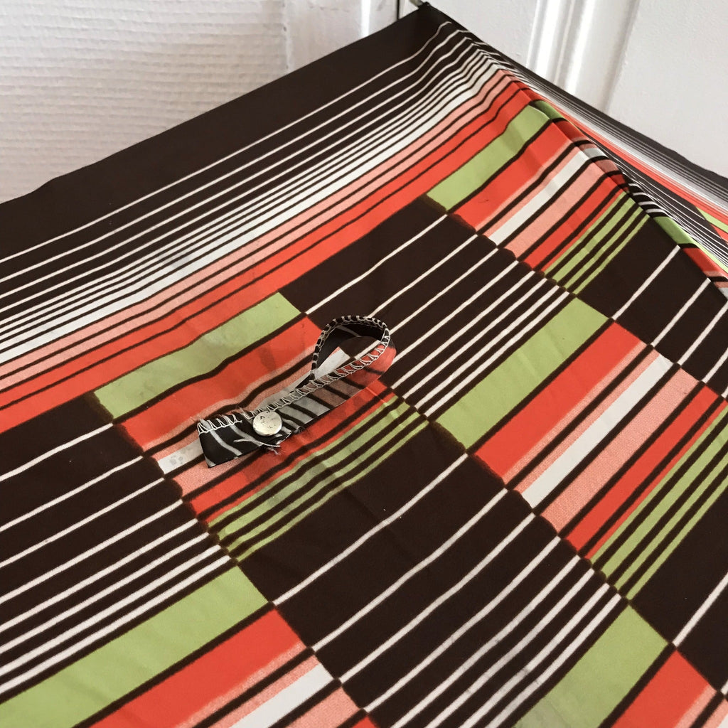Grand parapluie vintage motifs marron orange et vert années 70 - Hello Broc