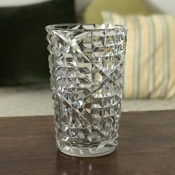 Grand vase cylindrique évasé en cristal de Bayel - Hello Broc