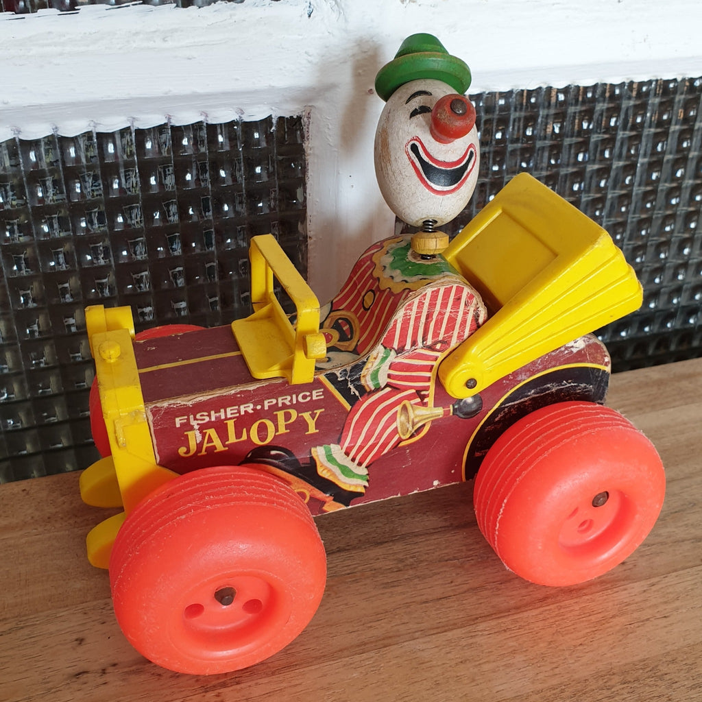 Jouet à tirer Jalopy de Fisher Price années 60 - Hello Broc