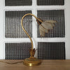 Lampe années 70 dans son jus abat-jour en nacre fleur de lotus - Hello Broc