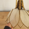 Lampe années 70 dans son jus abat-jour en nacre fleur de lotus - Hello Broc