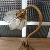 Lampe années 70 dans son jus abat-jour en nacre fleur de lotus - Hello Broc