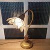 Lampe années 70 dans son jus abat-jour en nacre fleur de lotus - Hello Broc