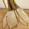 Lampe années 70 dans son jus abat-jour en nacre fleur de lotus - Hello Broc