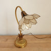 Lampe années 70 dans son jus abat-jour en nacre fleur de lotus - Hello Broc