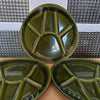 Lot de 3 assiettes à fondue Niderviller émaillé vert kaki bordure noire - Hello Broc