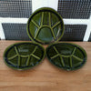 Lot de 3 assiettes à fondue Niderviller émaillé vert kaki bordure noire - Hello Broc