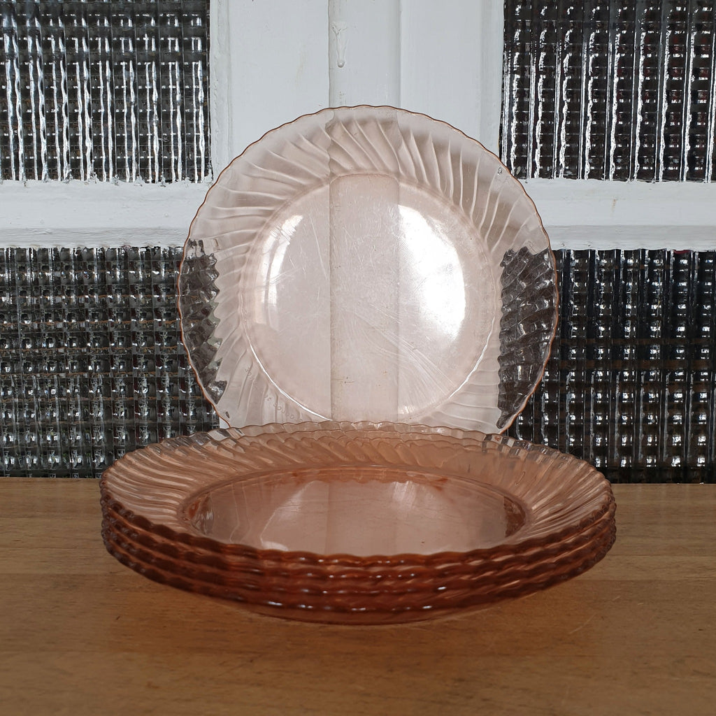 Lot de 5 assiettes à dessert en verre moulé rose Luminarc Arcoroc Rosaline - Hello Broc