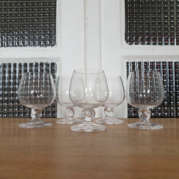 Lot de 5 verres ballon à cognac en cristal Daum France modèle Boléro - Hello Broc