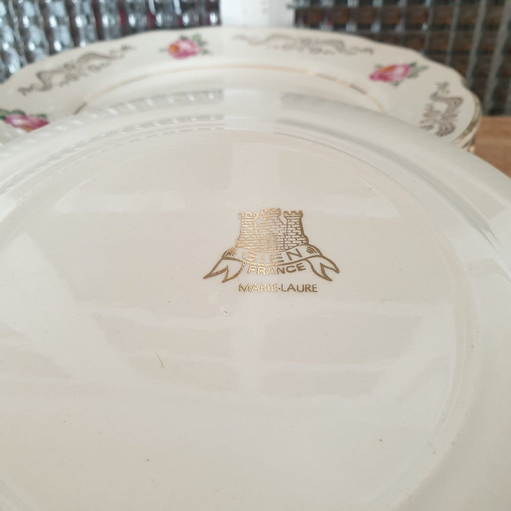 Lot de 6 assiettes à dessert en faïence de Gien décor Marie-Laure milieu XXème siècle - Hello Broc