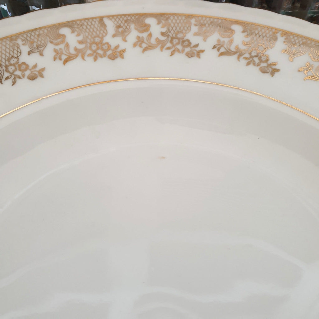 Lot de 6 assiettes creuses en porcelaine blanche décor doré ADP France - 2 lots en stock - Hello Broc