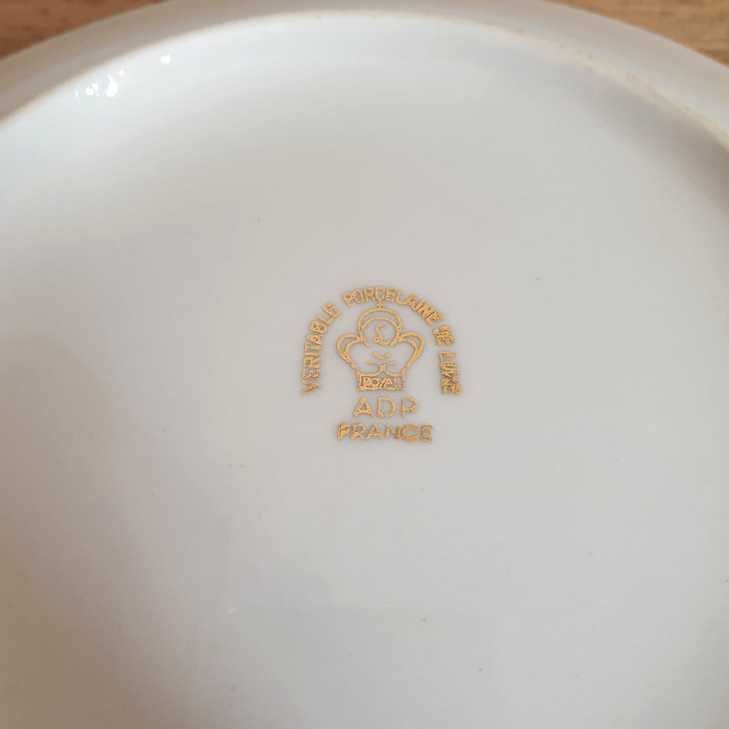 Lot de 6 assiettes creuses en porcelaine blanche décor doré ADP France - 2 lots en stock - Hello Broc