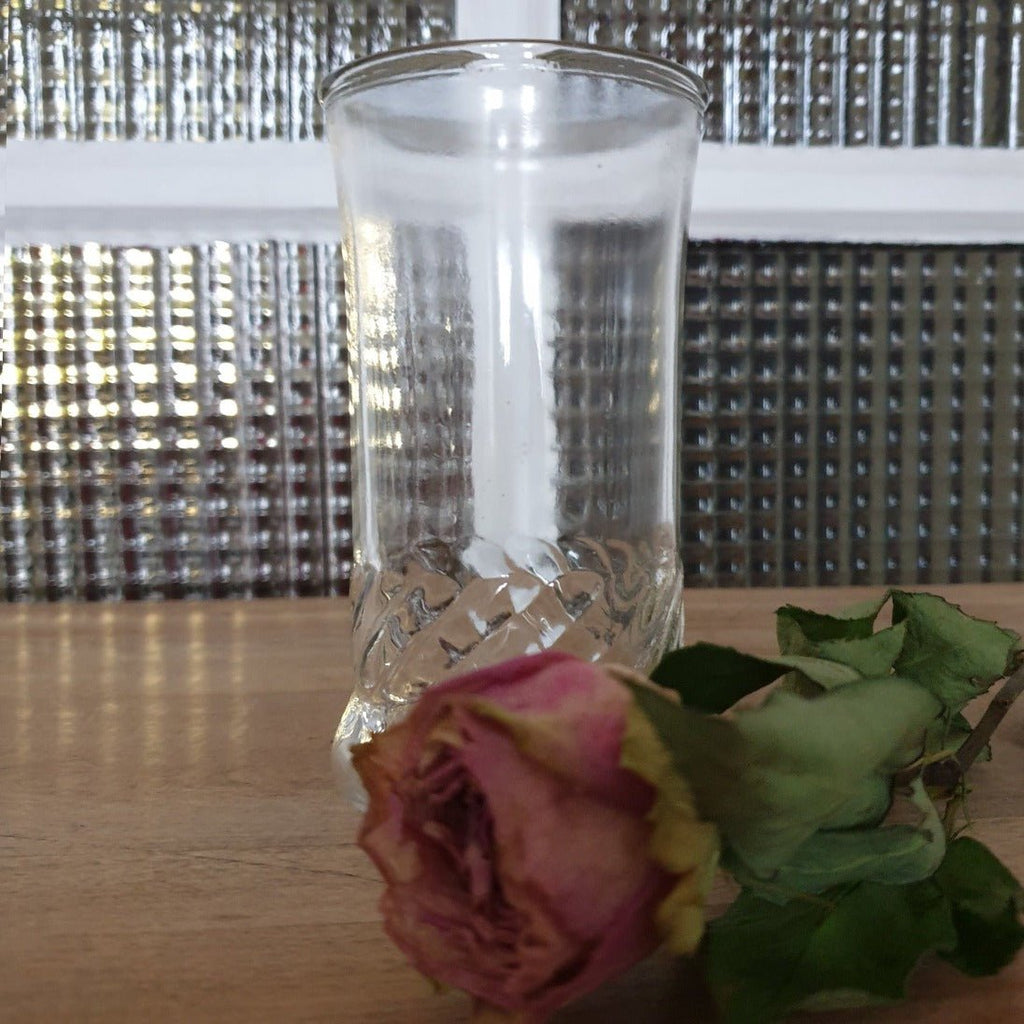 Petit vase rouleau en verre moulé transparent - Hello Broc brocante en ligne