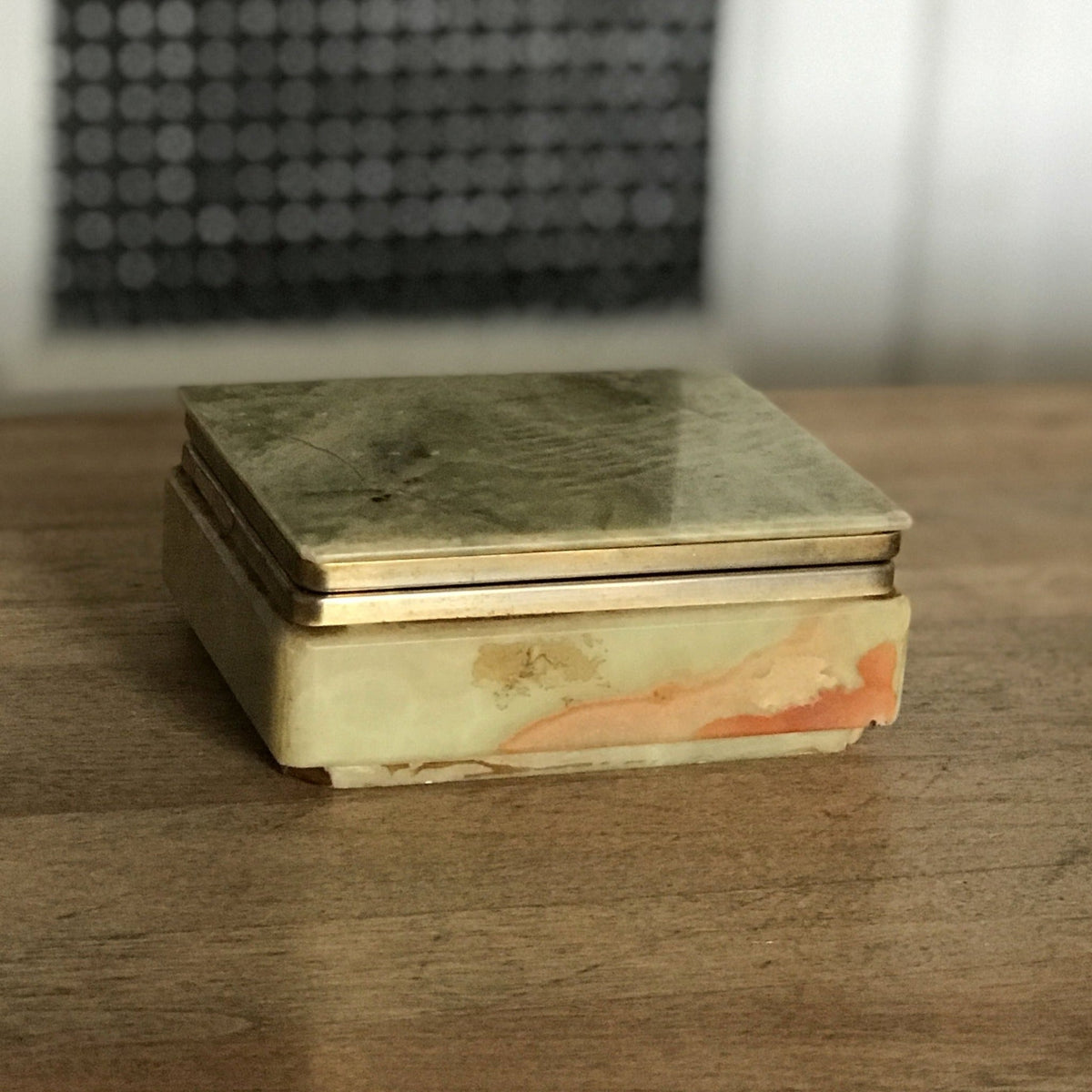 Petite Boîte à Bijoux Ancienne - Bois Rectangulaire Avec Intérieur Velours Rouge - Vintage Sans Marque