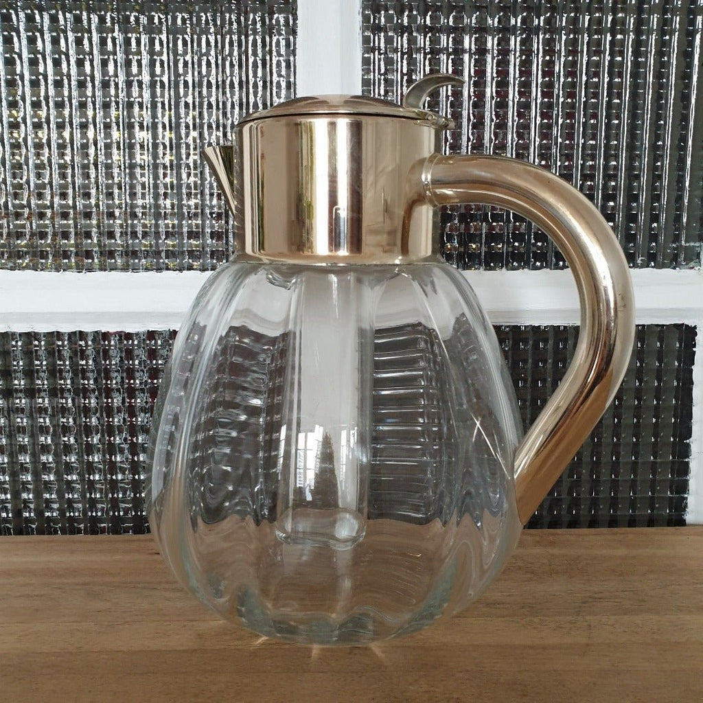 Pichet à orangeade ou citronnade vintage en verre moulé - Hello Broc