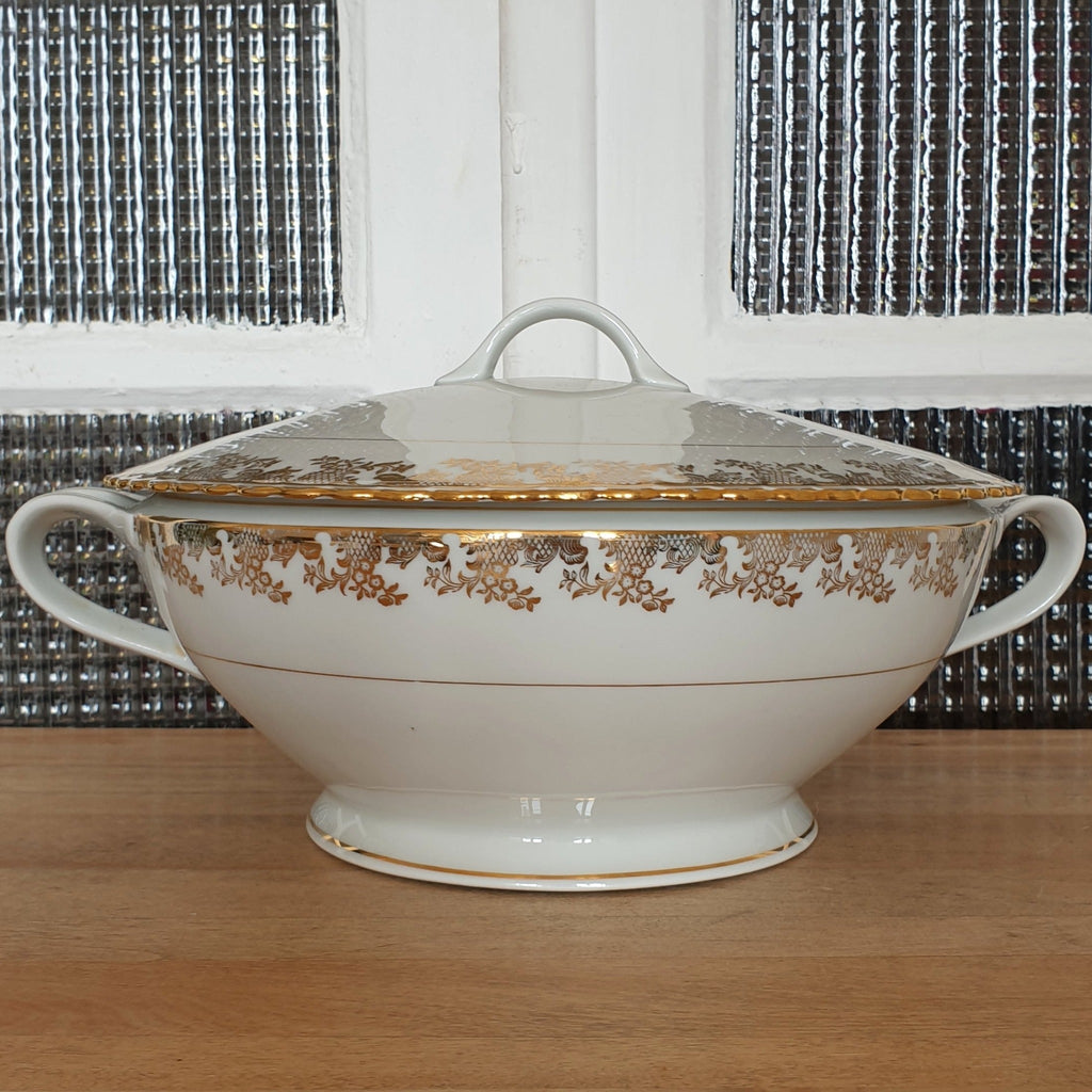 Soupière blanche ADP en porcelaine de luxe décor doré - Hello Broc