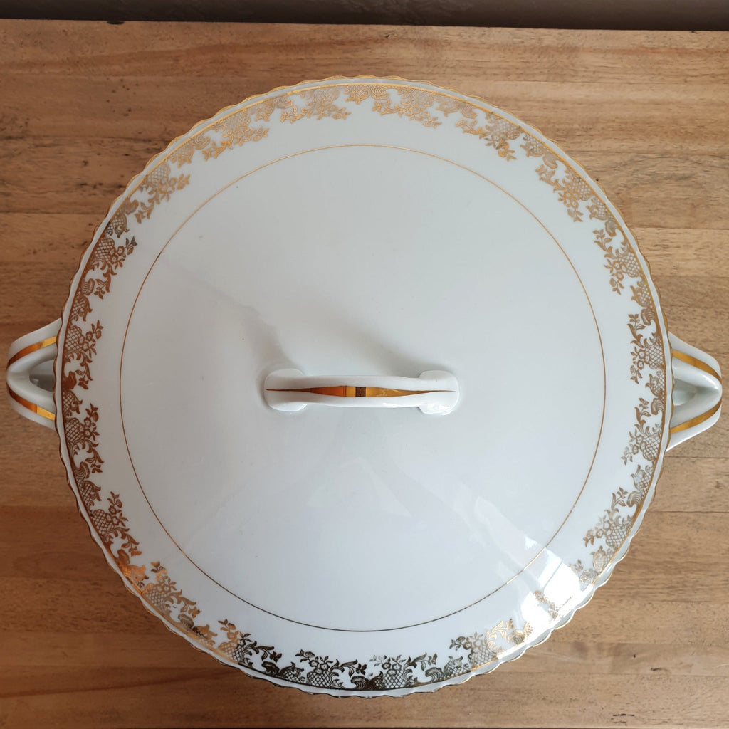 Soupière blanche ADP en porcelaine de luxe décor doré - Hello Broc