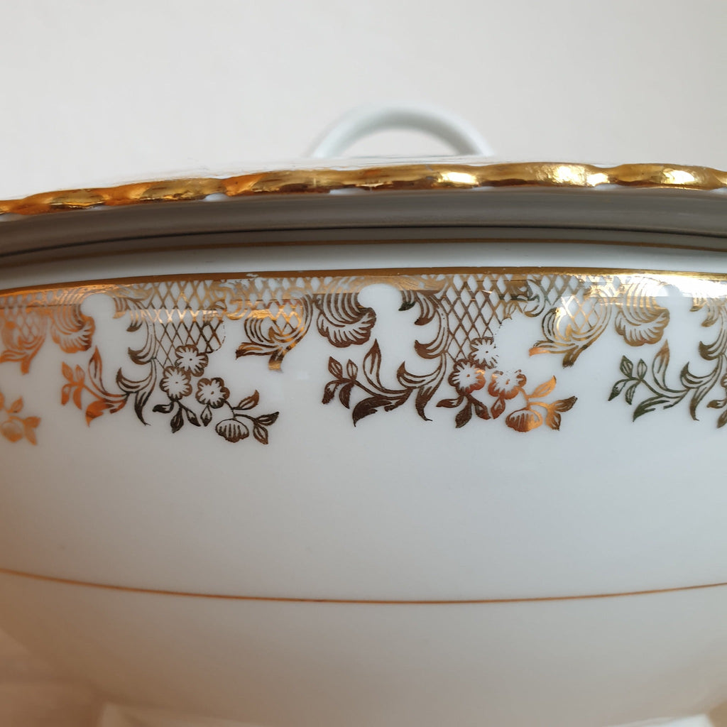 Soupière blanche ADP en porcelaine de luxe décor doré - Hello Broc
